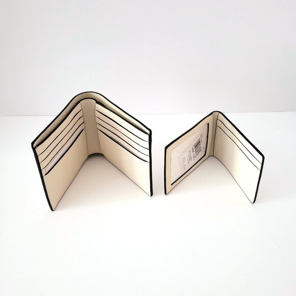 Coach CAK48 3 In 1 Varsity Pebbled Leather Billfold Bifold Wallet Chalk Black - Picture 8 of 8